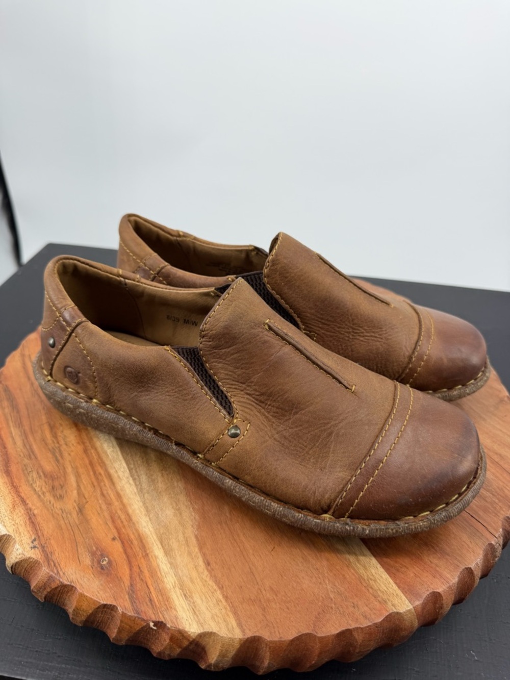Born Nampa Leather Loafers, Size 39 8, Women's Slip on flat shoes